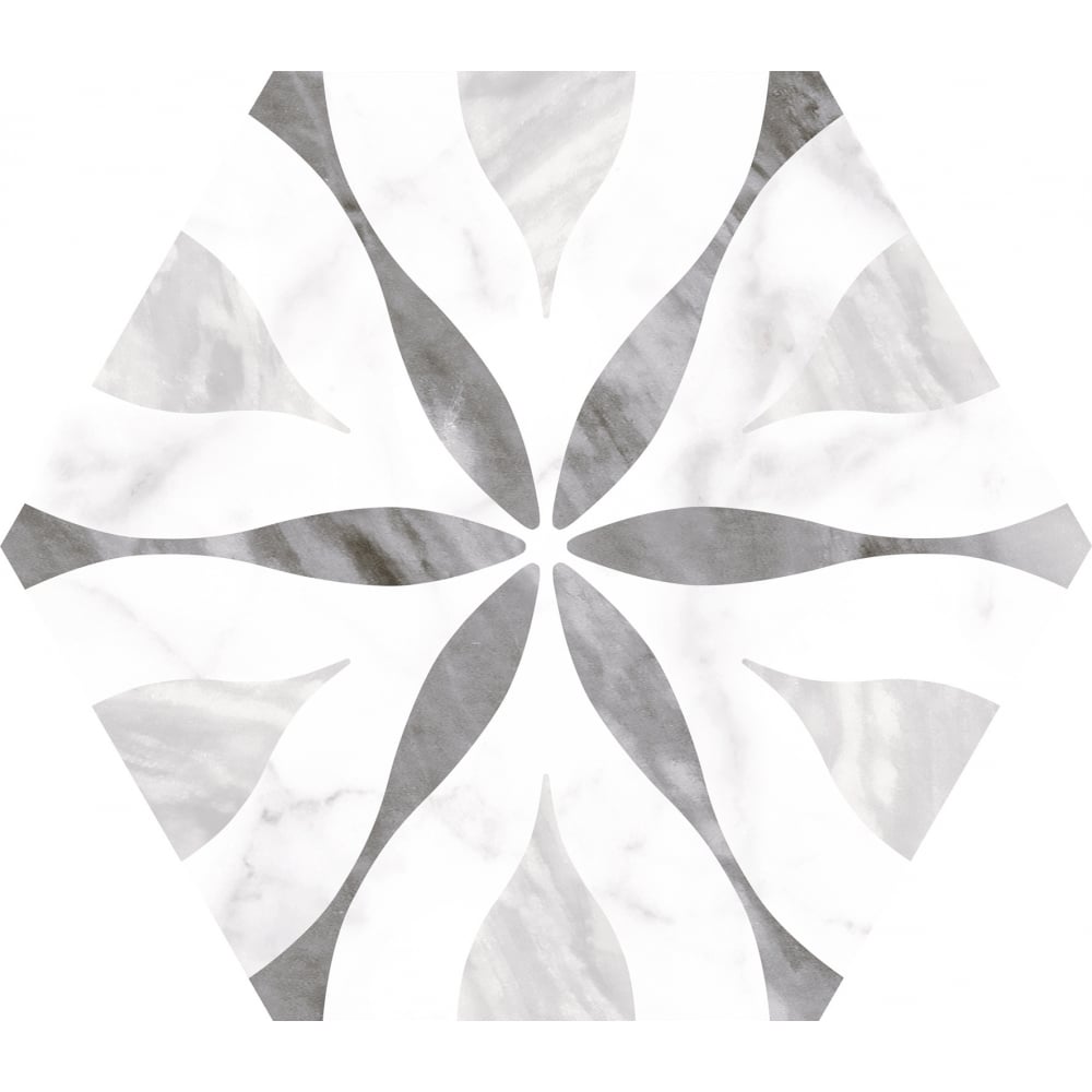Bardiglio Flower Hexagon 17.5cm x 20cm Wall & Floor Tile