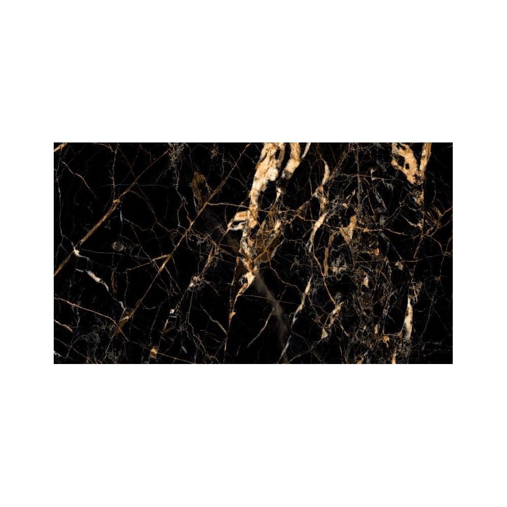 Black & Gold Marble Effect 60cm x 120cm Wall & Floor Tile