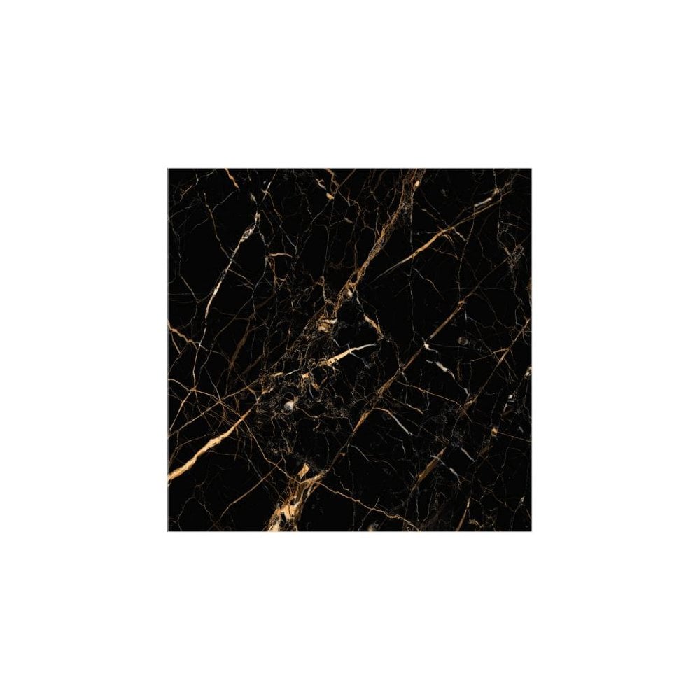 Black & Gold Marble Effect 60cm x 60cm Wall & Floor Tile