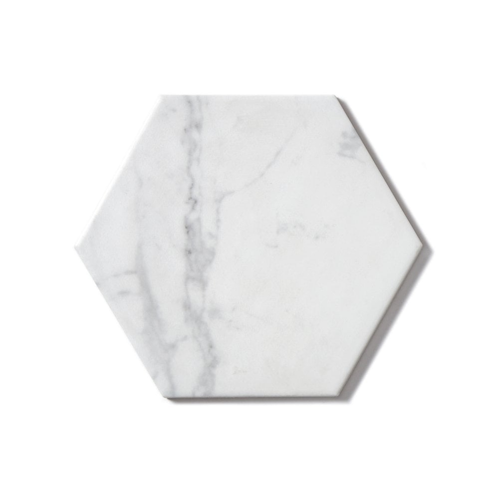 Carrara Hexagon White 17.5cm x 20cm Wall & Floor Tile