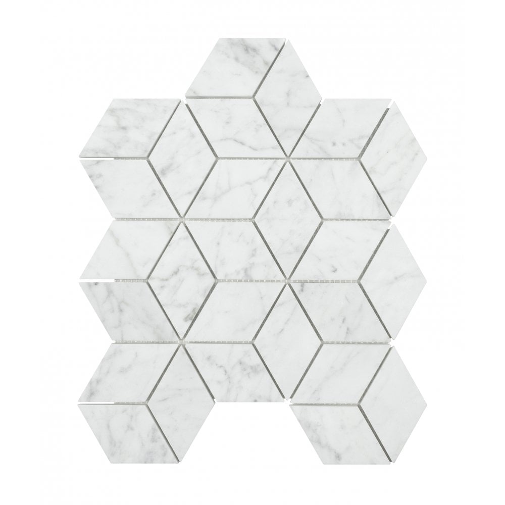 Carrara Honed Marble 29.8cm x 26cm Rhombus Mosaic Tile
