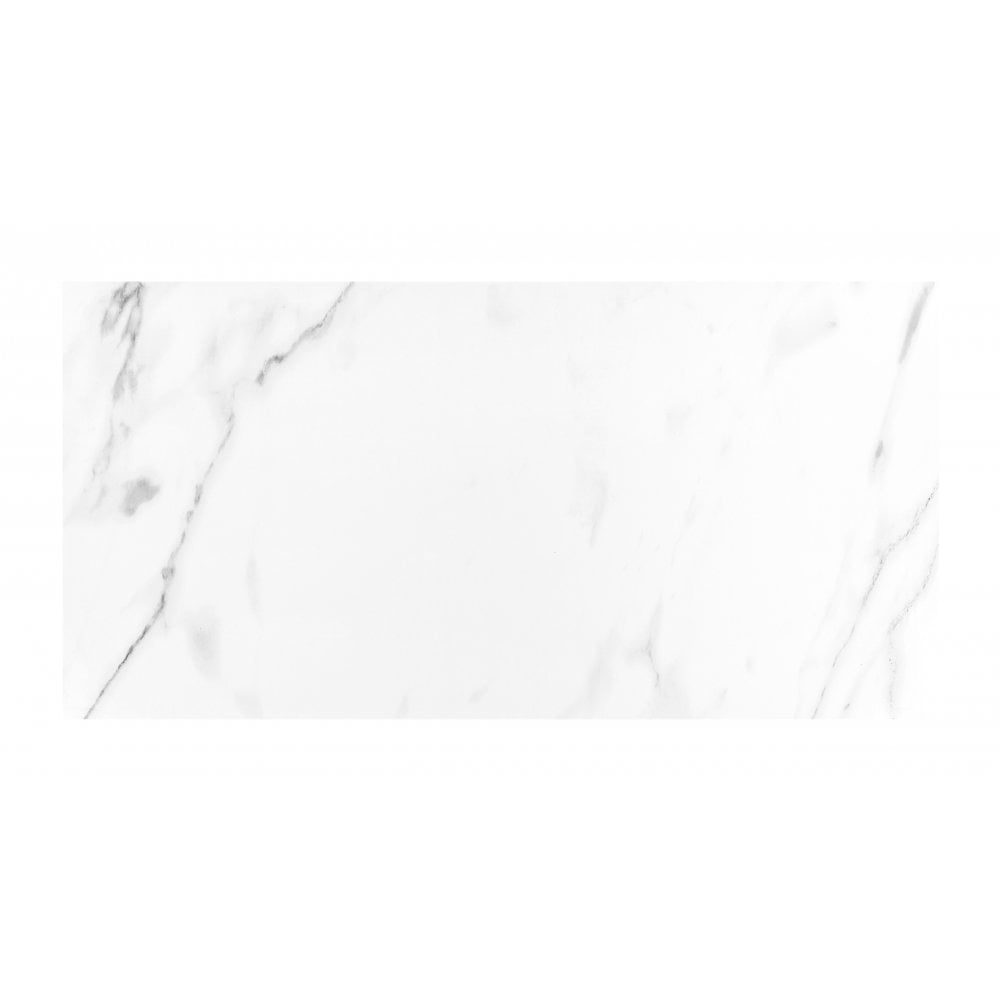 Carrara White Gloss Marble Effect Rectified Porcelain 30cm x 60cm Wall & Floor Tile