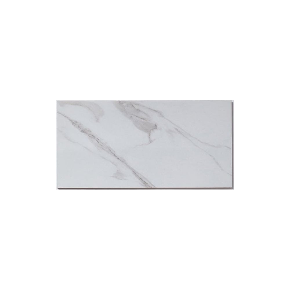 Carrara White Polished Marble Effect Rectified Porcelain Floor Tile 60cm x 120cm0cm x 120cm