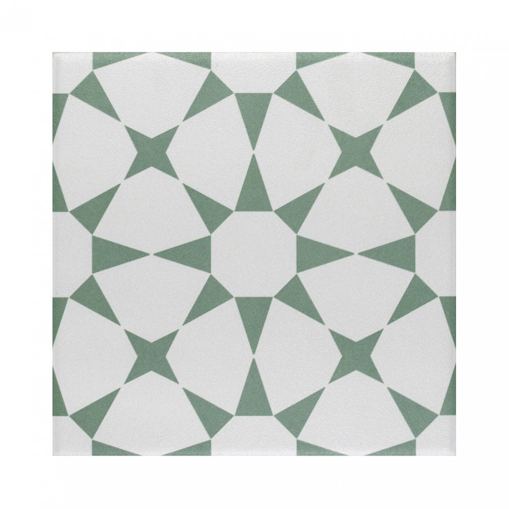 Cuban Star Green 20cm x 20cm Wall & Floor Tile