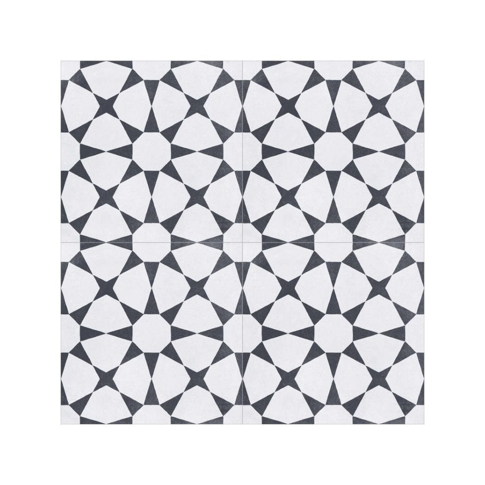 Cuban Star White 20cm x 20cm Wall & Floor Tile
