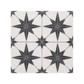 Etoile White & Black Matt Patterned Distressed effect Porcelain Wall & floor Tile