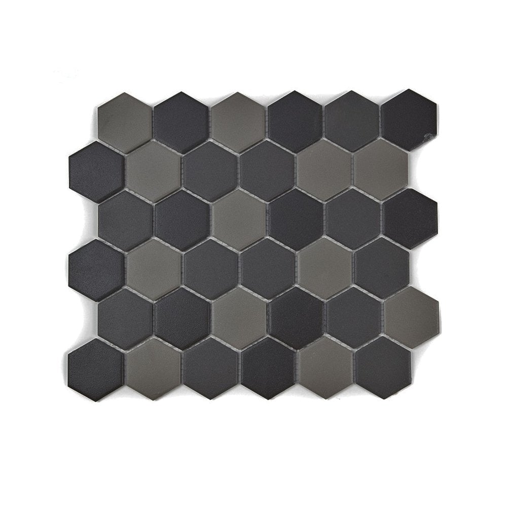 Full Body Hexagon Dark Mix Mosaic (5.1cm x 5.1cm) 32.5cm x 28.1cm Wall & Floor Tile