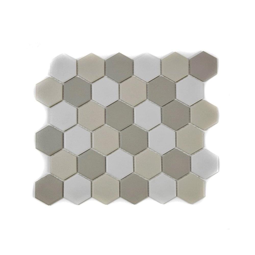 Full Body Hexagon Light Mix Mosaic (5.1cm x 5.1cm) 32.5cm x 28.1cm Wall & Floor Tile