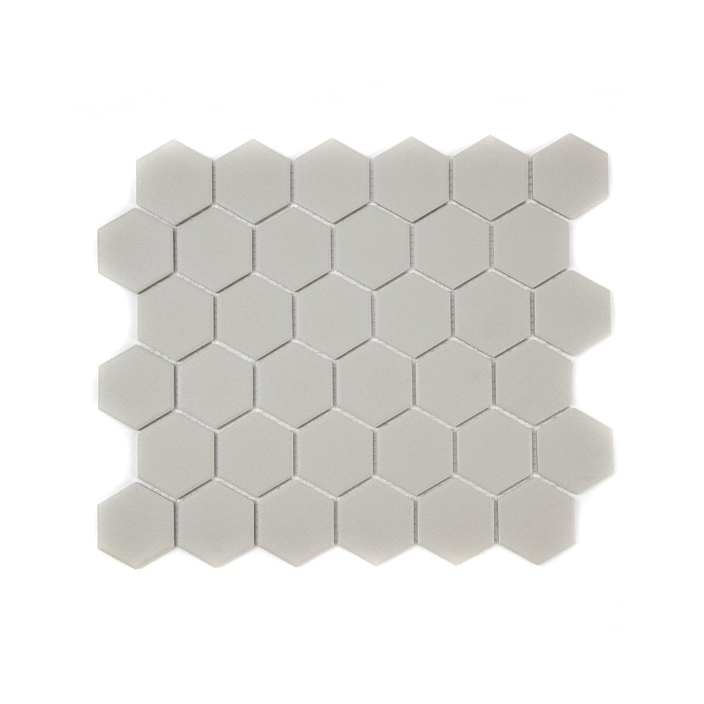 Full Body Hexagon Matt Light Grey Mosaic (5.1cm x 5.1cm) 32.5cm x 28.1cm Wall & Floor Tile