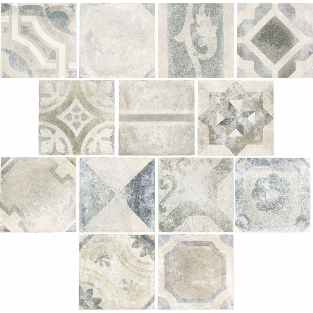 Heritage Blanc Deco 33.3cm x 33.3cm Wall & Floor Tile