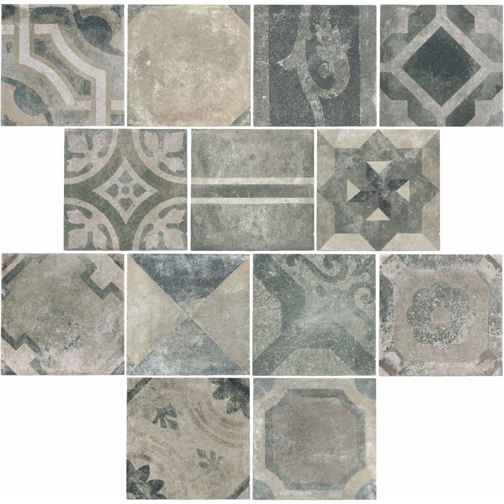 Heritage Cendre Deco 33.3cm x 33.3cm Wall & Floor Tile