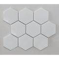 Hexagon Gloss White 29.55cm x 25.6cm (9.5cm x 11cm) Mosaic Tile