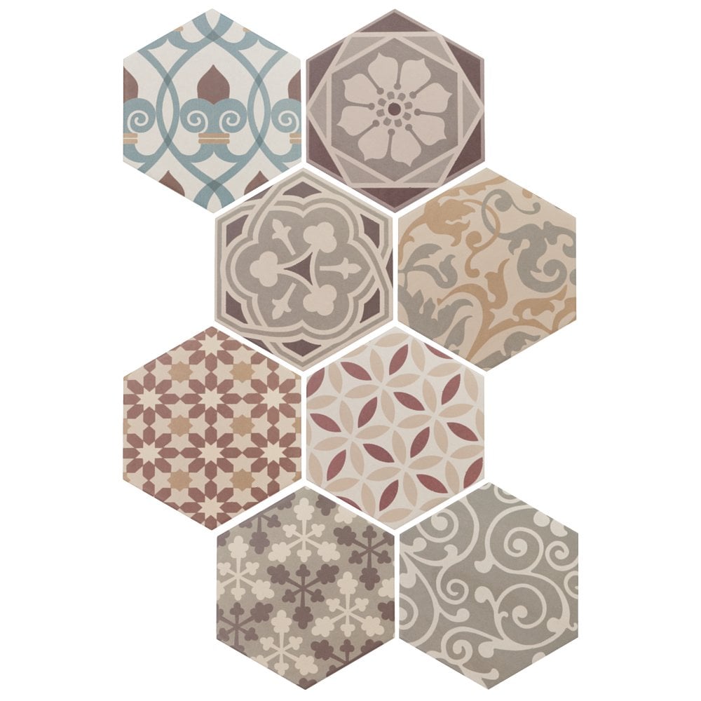 Hexagon Harmony Colour 17.5cm x 20cm Wall & Floor Tile
