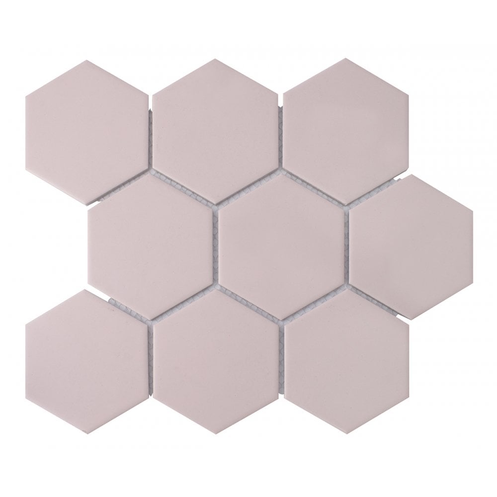 Hexagon Matt Pink Mosaic (9.5cm x 9.5cm) 29.5cm x 25.6cm Wall & Floor Tile