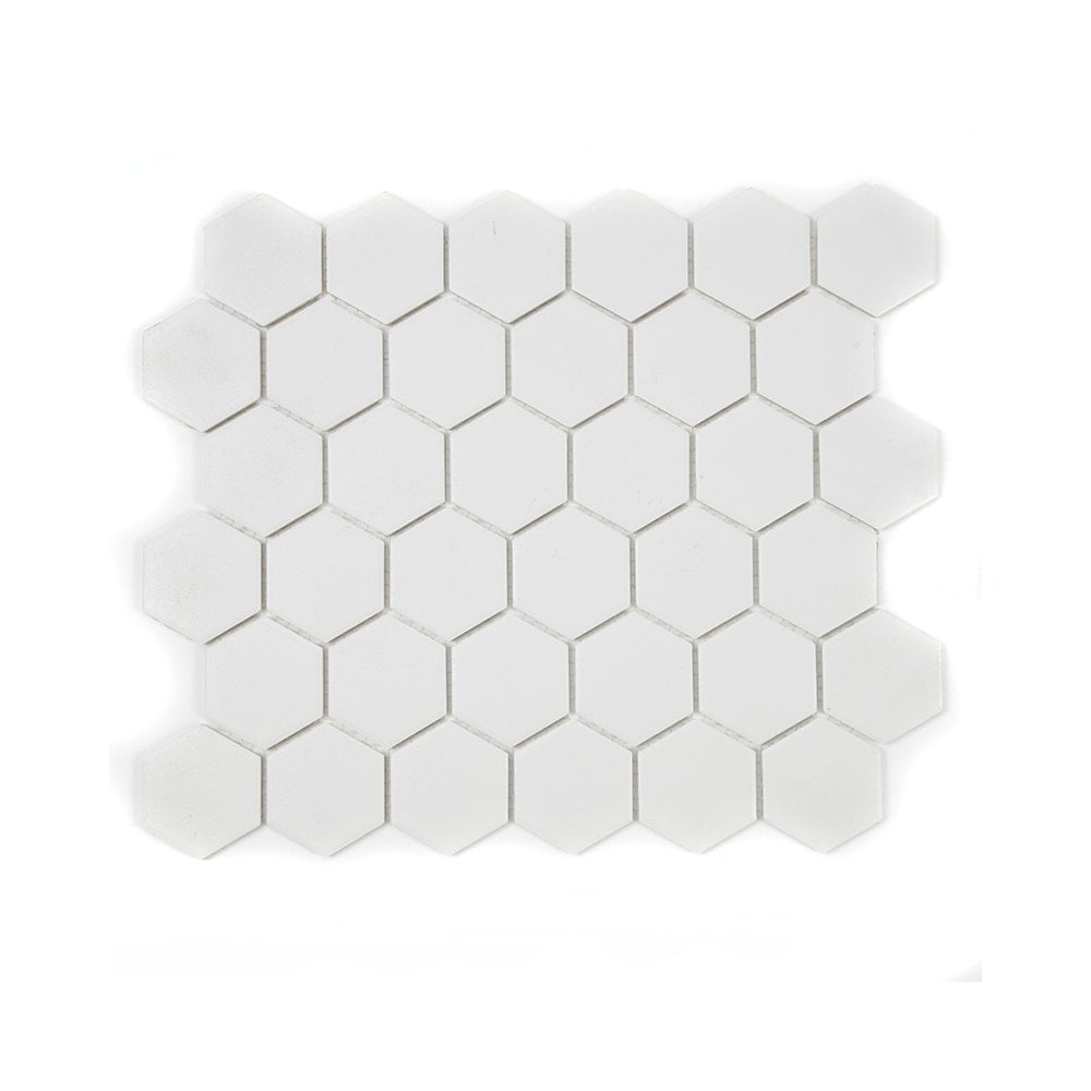 Hexagon Matt White 32.5cm x 28.1cm (5.1cm x 5.1cm) Mosaic Tile