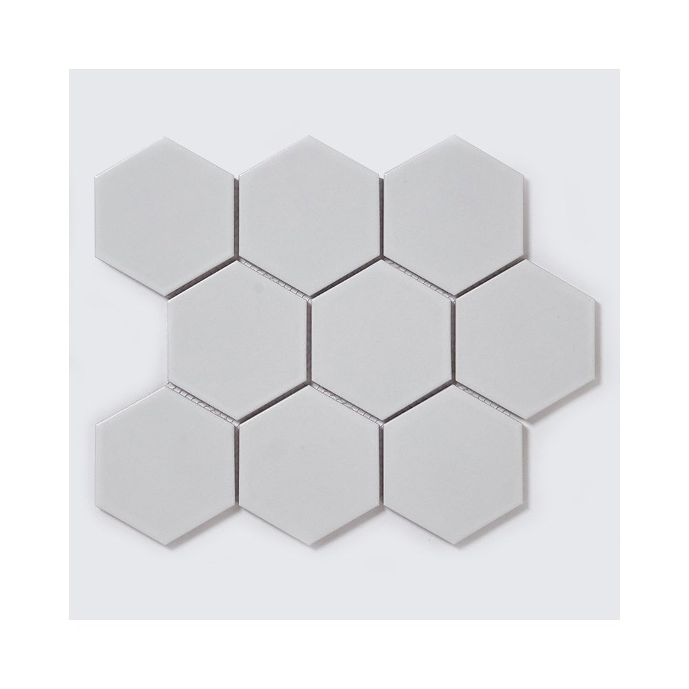 Hexagon XL Matt White 29.55cm x 25.6cm (9.5cm x 11cm) Mosaic Tile