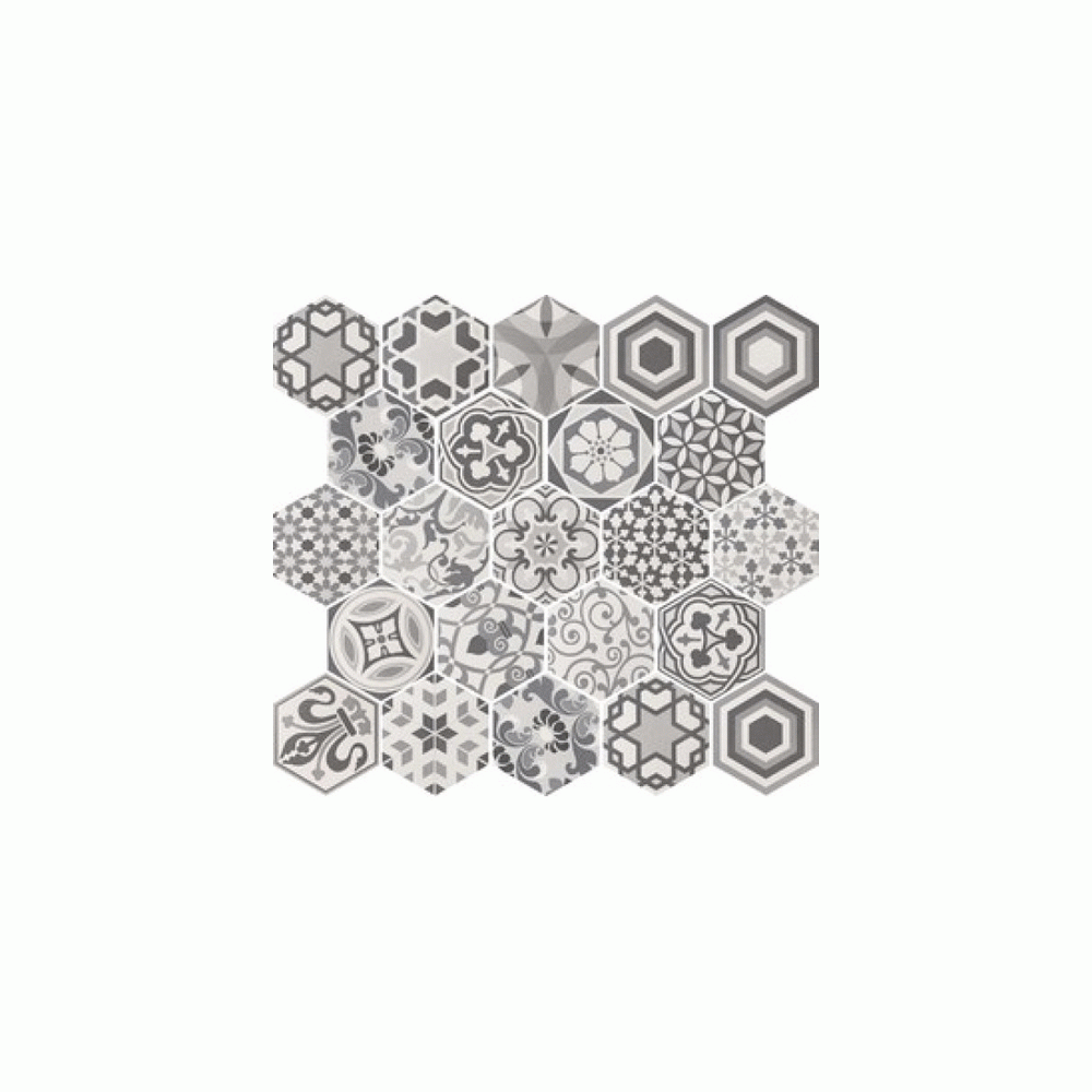Hexatile Harmony B & W 17.5cm x 20cm Floor Tile