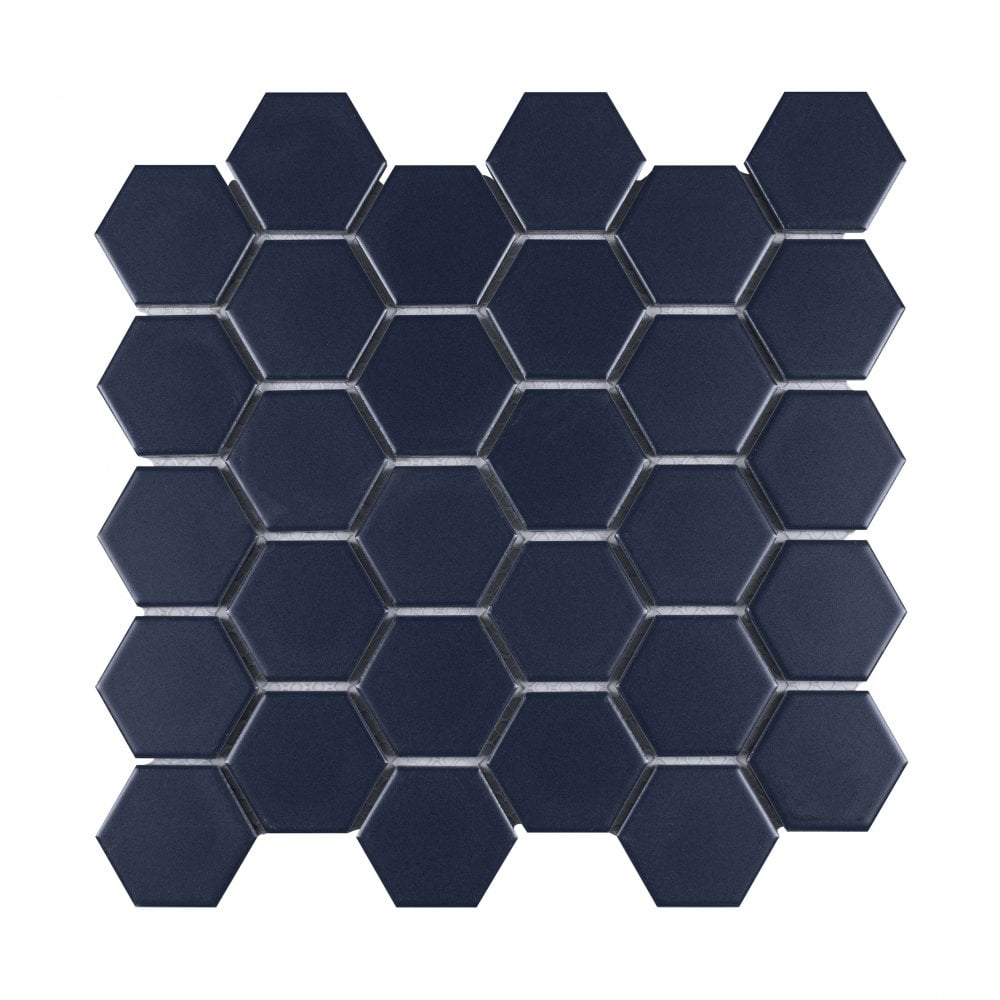 La Maison Denim Blue 27.2cm x 28.2cm (5.1cm x 5.9cm) Hexagon Mosaic Tile