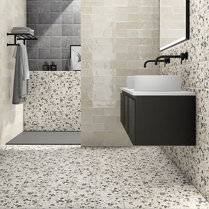 Stonehouse Studio Loreto White Terrazzo Effect Wall and Floor Tiles 200 x 200mm