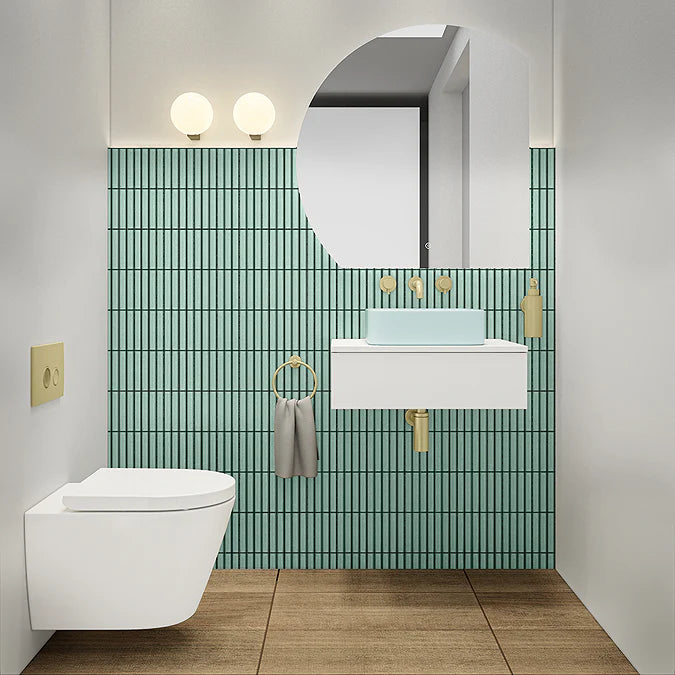 Stonehouse Studio Otsu Kit-Kat Mosaic Tile Sheet Gloss Light Teal 295 x 295mm