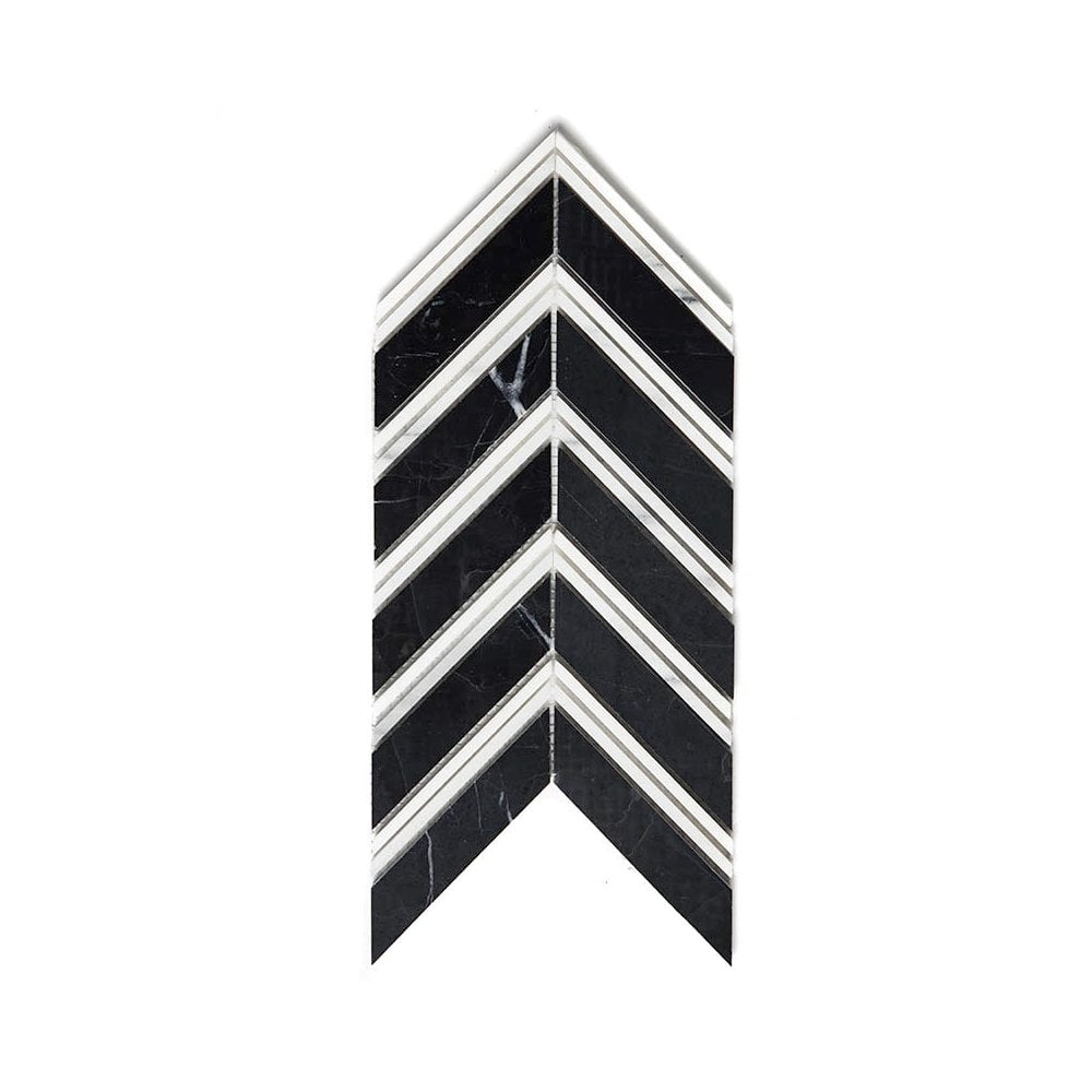 Marmi Black Marble Polished 27.5cm x 15cm Mosaic Tile