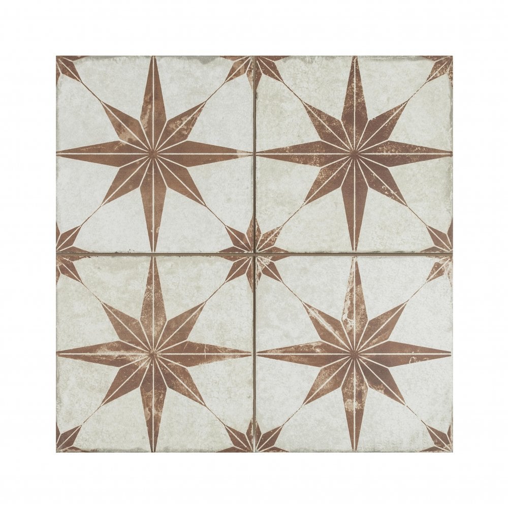 Metropolistyle Star Sienna Pattern 45cm x 45cm Wall & Floor Tile