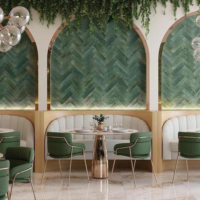 Martil Green Porcelain Glazed Wall Tiles 70 x 280mm