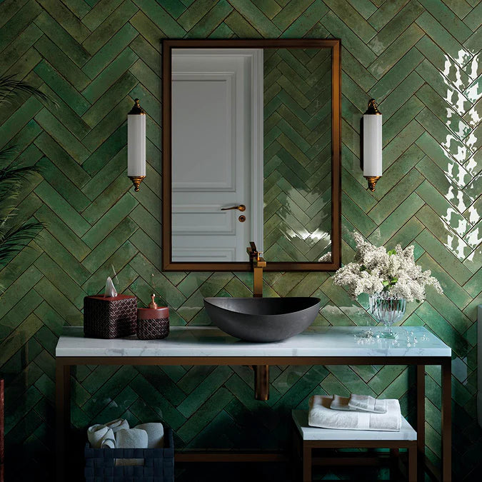 Martil Green Porcelain Glazed Wall Tiles 70 x 280mm