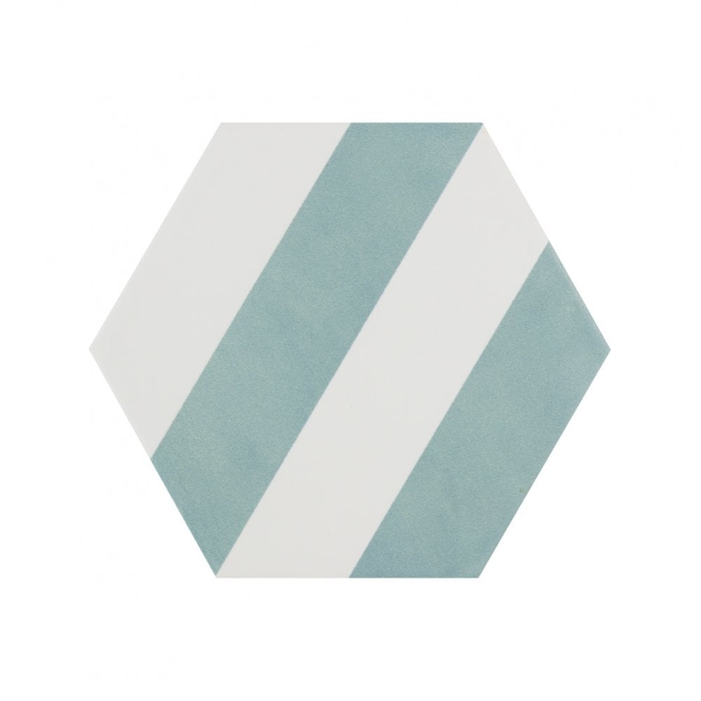 Naples Hexagon Aquamarine 22.8cm x 19.8cm Wall & Floor Tile