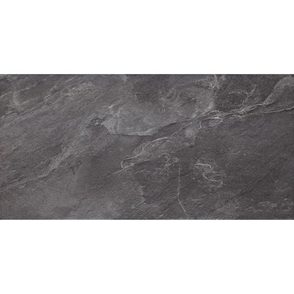 Noir Stone Effect Grey 29.7cm x 59.8cm Wall & Floor Tile