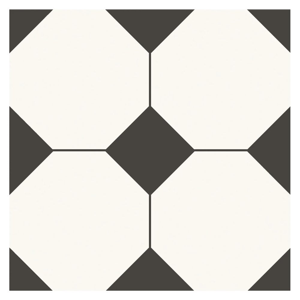 Octagon White 29.8cm x 29.8cm Wall and Floor Tile