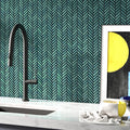 Stonehouse Studio Otsu Mini Herringbone Mosaic Tile Sheet Gloss Green 306 x 290mm