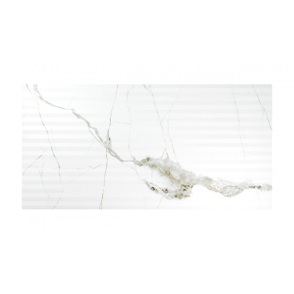 Pamena White Decor 40cm x 80cm Wall Tile