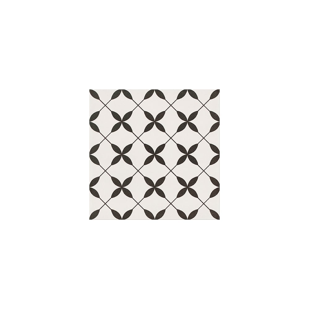 Patchwork Clover Black 29.8cm x 29.8cm Wall & Floor Tile