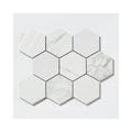Q-Marmi Statuario Hexagon Mix Stone Mosaic (9.5cm x 9.5cm) 29.2cm x 34.1cm Wall & Floor Tile