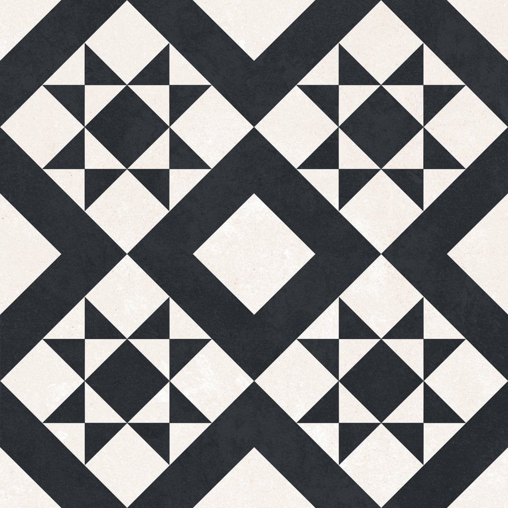 Retro Black Feature Floor 33cm x 33cm Floor Tile
