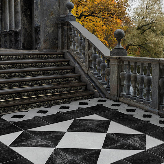 Stonehouse Studio Santori Black &amp; White Marble Effect Wall & Floor Tiles 223 x 223mm