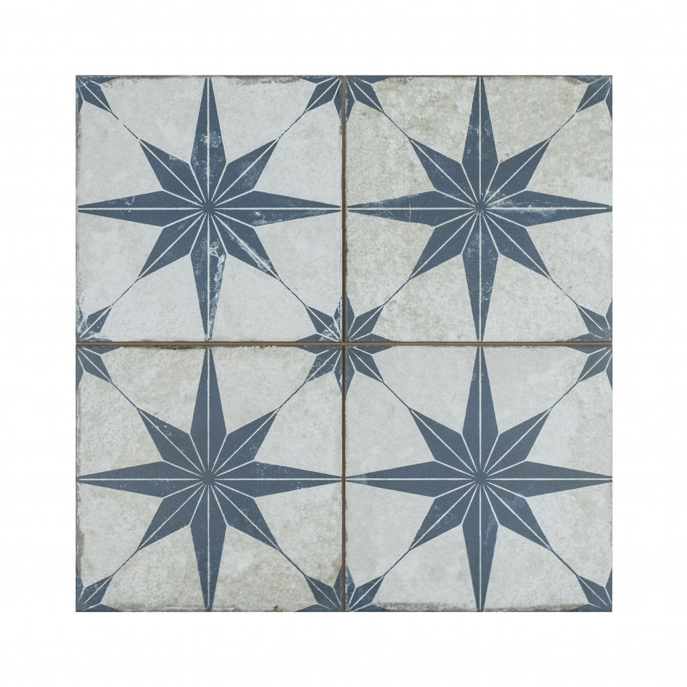 Scintilla Sapphire Star Pattern 45cm x 45cm Wall & Floor Tile