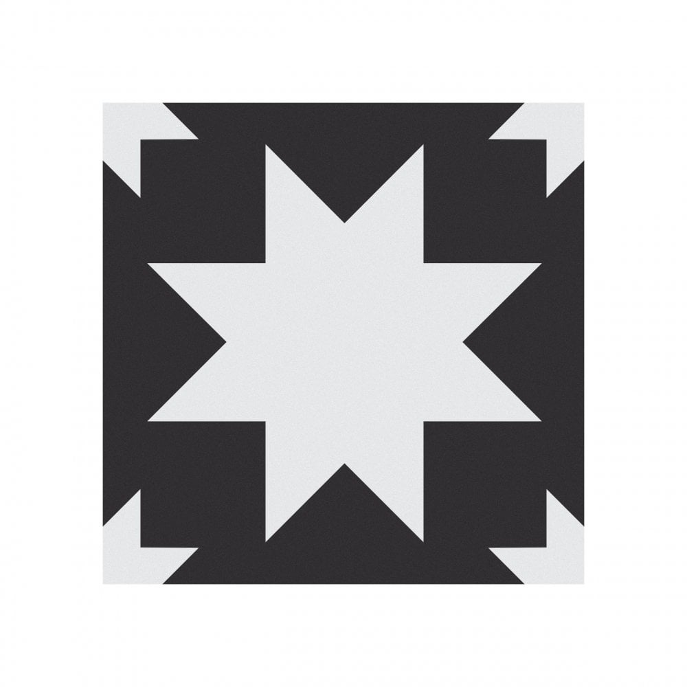 Sienna Star Black 20cm x 20cm Wall & Floor Tile