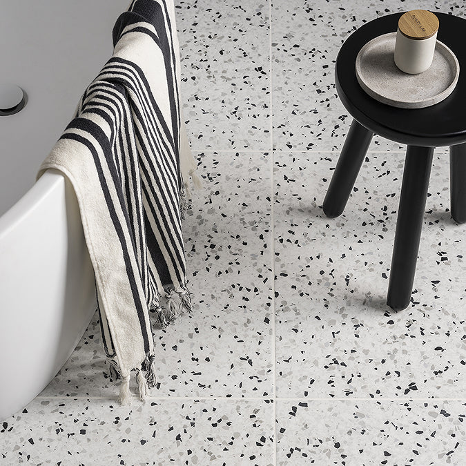 Stonehouse Studio Farhill Dark Flecks Terrazzo Effect Wall &amp; Floor Tiles 608 x 608mm