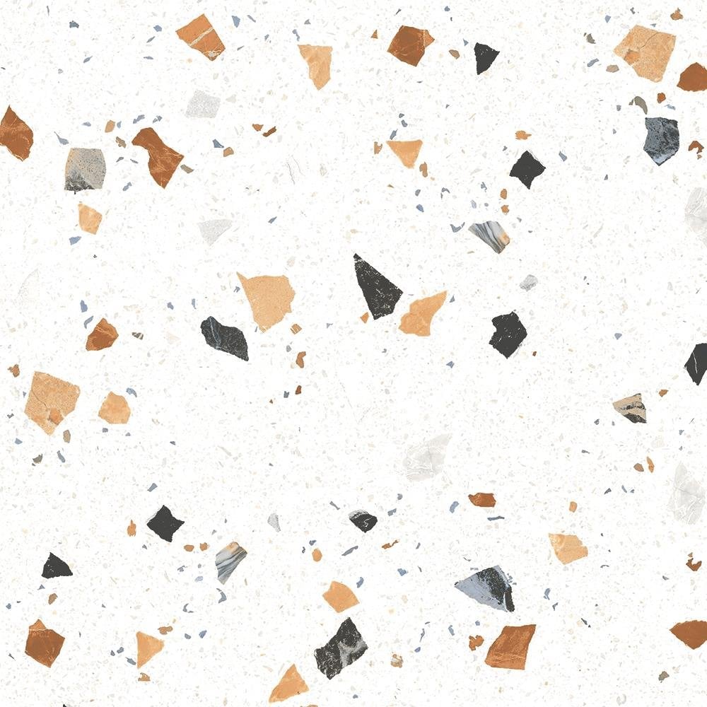 Trend White Terrazzo Multicolour Matt 60cm x 60cm Wall & Floor Tile