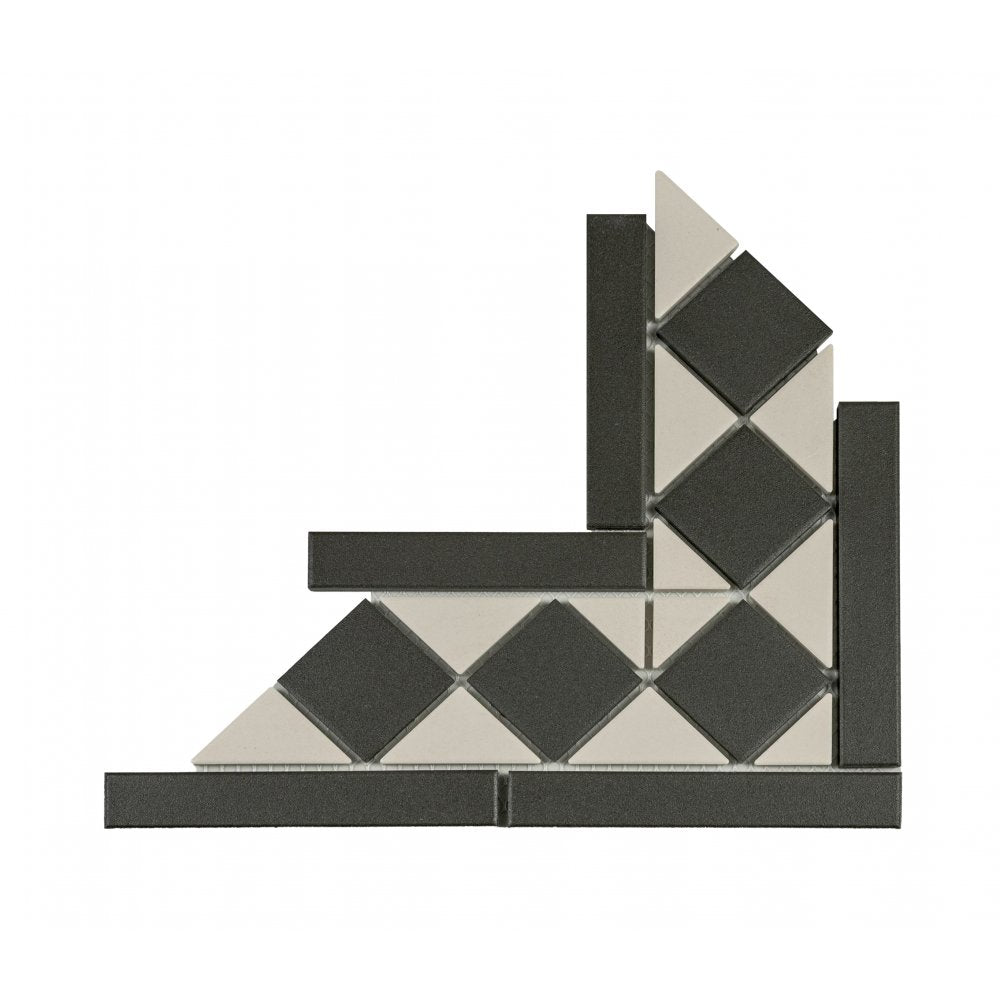 Winston Snow and Midnight Chequer 16.9cm x 28.8cm Corner Tile