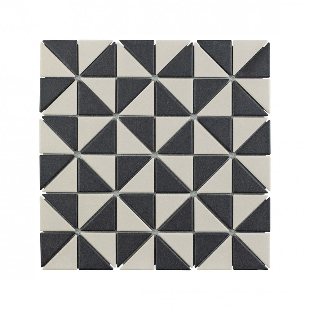 Winston Snow and Midnight Matlock 27.5cm x 27.5cm Mosaic Tile