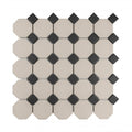 Winston Snow Octagon with Midnight Dot 29.5cm x 29.5cm Mosaic Tile